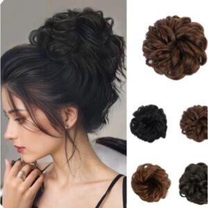 RUWISS Messy Bun Hair Piece Human Hair  Piece for Women Real Hair Updo Brown